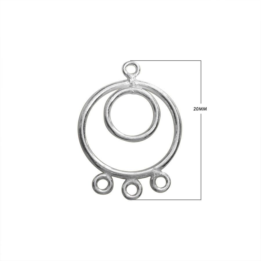 Silver overlay over copper chandelier earring findings with round design handcrafted in India for wholesale jewelry making.