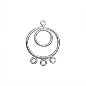 Silver overlay over copper chandelier earring findings with round design handcrafted in India for wholesale jewelry making.