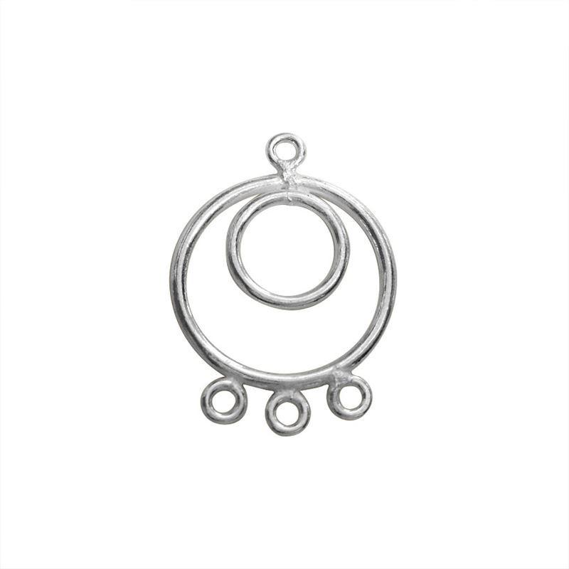 Silver overlay over copper chandelier earring findings with round design handcrafted in India for wholesale jewelry making.