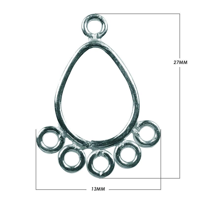 FSF-152-27X13MM Silver Overlay Chandelier Earring Finding Pear Shape Beads Bali Designs Inc 