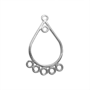 Bulk Silver Overlay Over copper teardrop chandelier earring finding with multiple bottom loops for professional jewelry manufacturing, handcrafted in India.