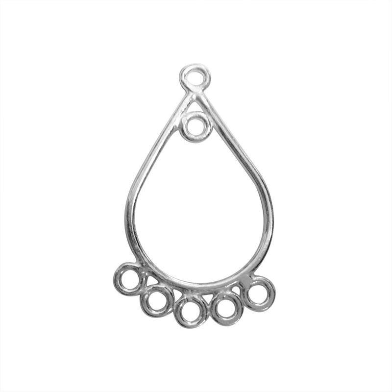 Bulk Silver Overlay Over copper teardrop chandelier earring finding with multiple bottom loops for professional jewelry manufacturing, handcrafted in India.