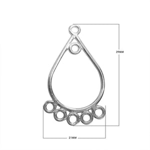Bulk Silver Overlay Over copper teardrop chandelier earring finding with multiple bottom loops for professional jewelry manufacturing, handcrafted in India.
