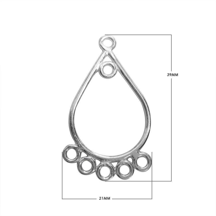 Bulk Silver Overlay Over copper teardrop chandelier earring finding with multiple bottom loops for professional jewelry manufacturing, handcrafted in India.