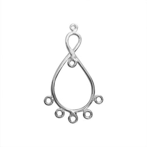 Bulk Silver Overlay Over copper teardrop chandelier earring finding with five bottom attachment loops for professional jewelry manufacturing, handcrafted in India.