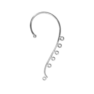 Bulk Silver Overlay Over copper chandelier ear cuff finding with six attachment loops for professional jewelry manufacturing, handcrafted in India.