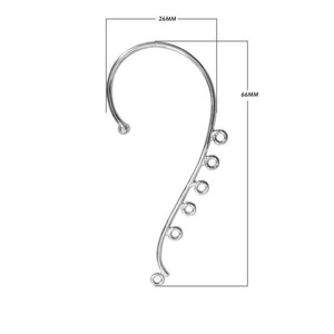 Bulk Silver Overlay Over copper chandelier ear cuff finding with six attachment loops for professional jewelry manufacturing, handcrafted in India.