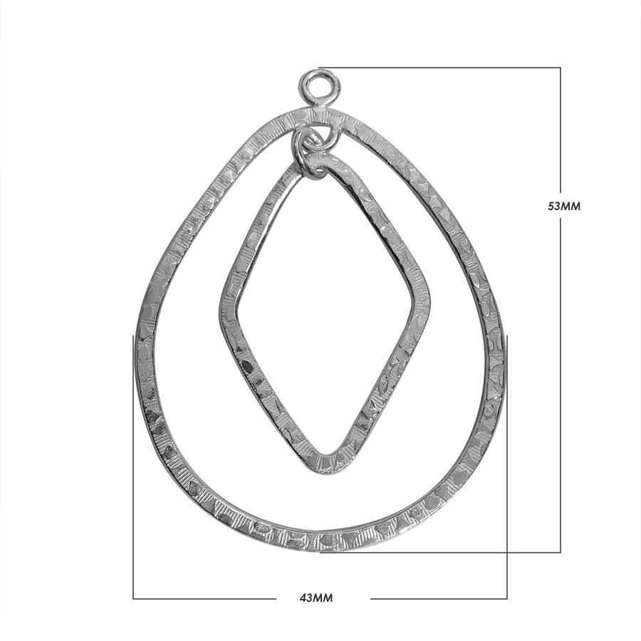 Silver Overlay Diamond and Teardrop Connector Wholesale handcrafted in India with textured dual shape design