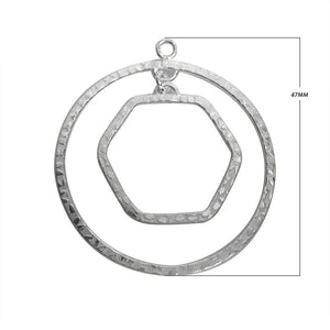 Silver Overlay Hexagon and Circle Connector Wholesale handcrafted in India with textured geometric design