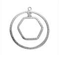 Silver Overlay Hexagon and Circle Connector Wholesale handcrafted in India with textured geometric design