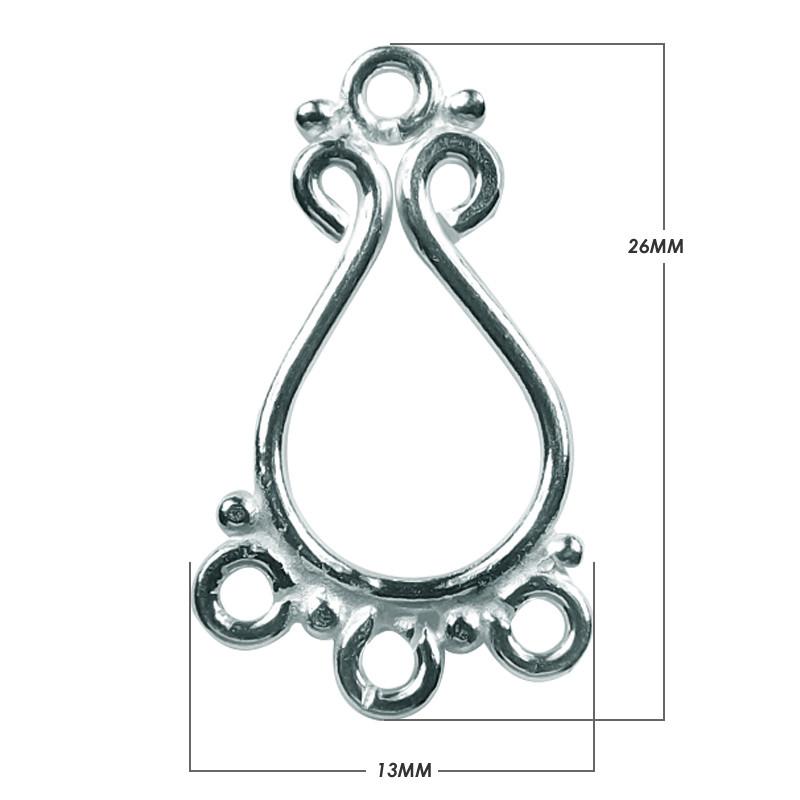 Silver Overlay Filigree Teardrop Connector Wholesale handcrafted in India with polished decorative design