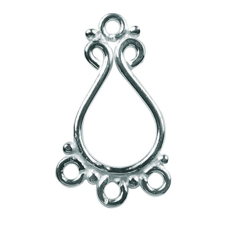 Silver Overlay Filigree Teardrop Connector Wholesale handcrafted in India with polished decorative design
