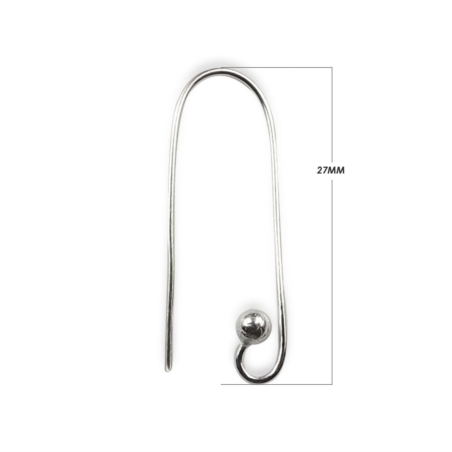 Silver Overlay Long Hook Earwire Wholesale handcrafted in India with ball-end polished design
