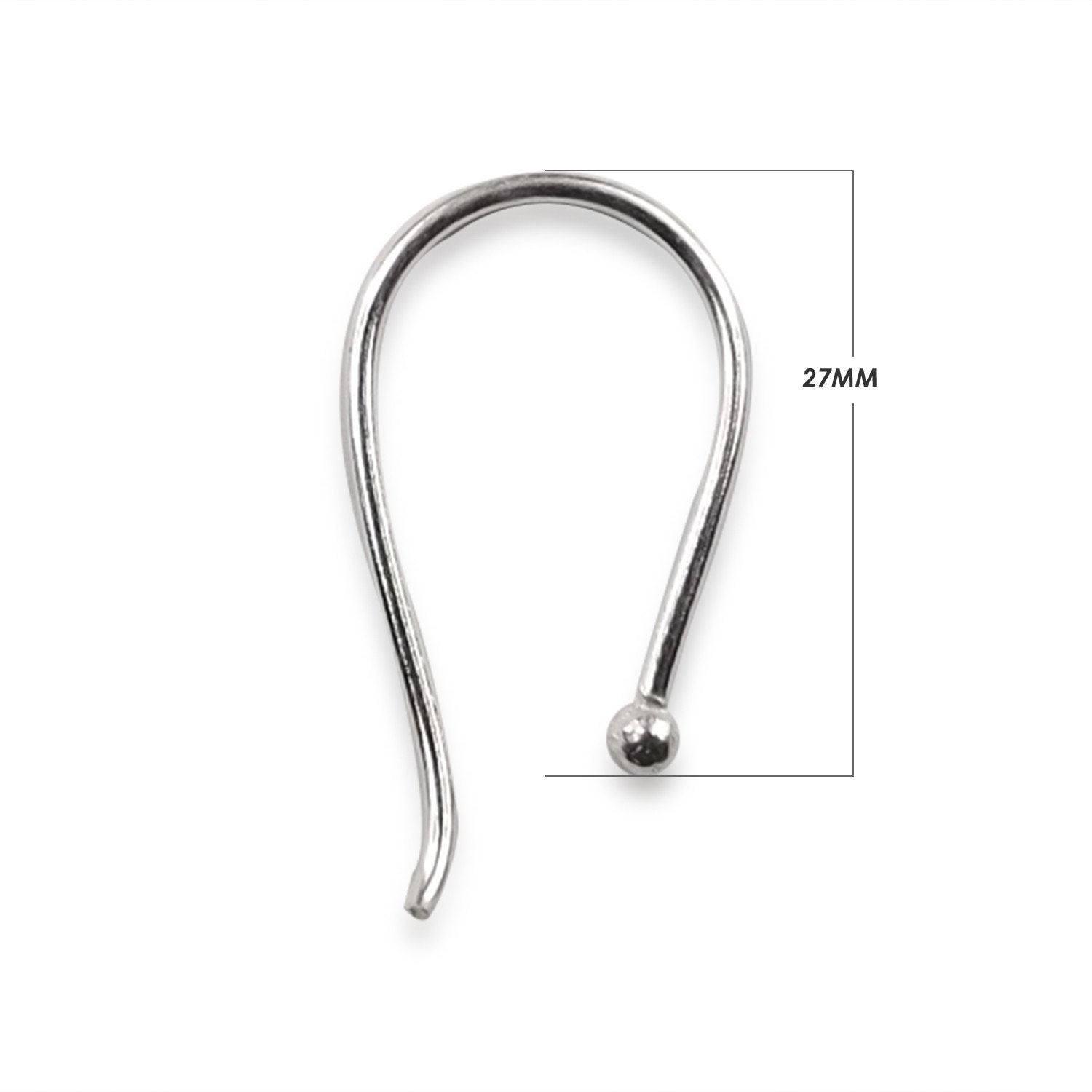 Silver Overlay Ball End Earwire Wholesale handcrafted in India with polished curved hook design