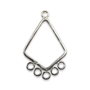 Silver Overlay Diamond Shape Earwire Wholesale handcrafted in India with five loop polished finish design