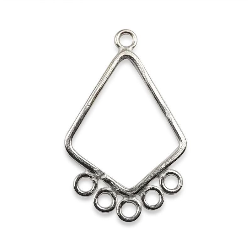 Silver Overlay Diamond Shape Earwire Wholesale handcrafted in India with five loop polished finish design