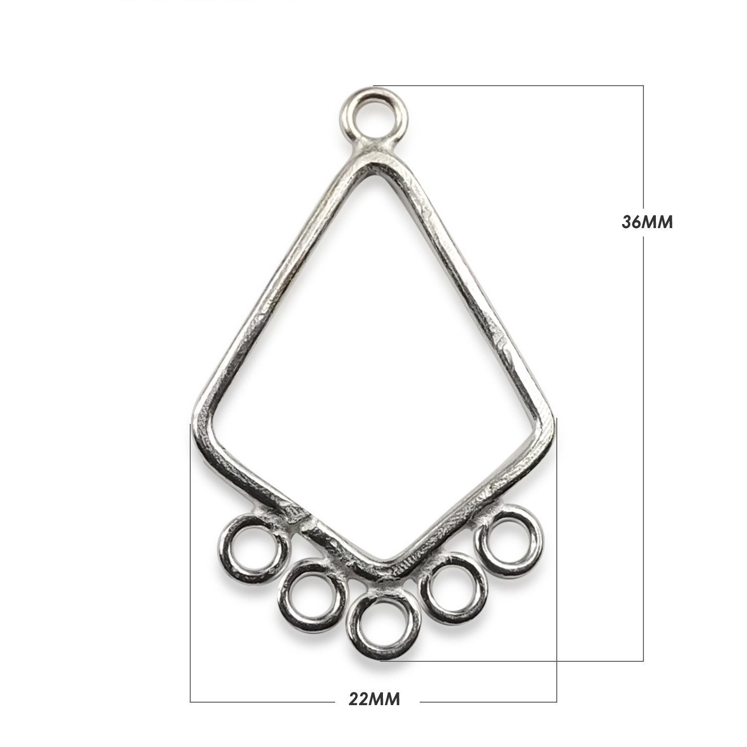 Silver Overlay Diamond Shape Earwire Wholesale handcrafted in India with five loop polished finish design