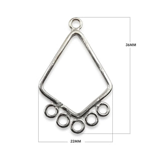 Silver Overlay Diamond Shape Earwire Wholesale handcrafted in India with five loop polished finish design