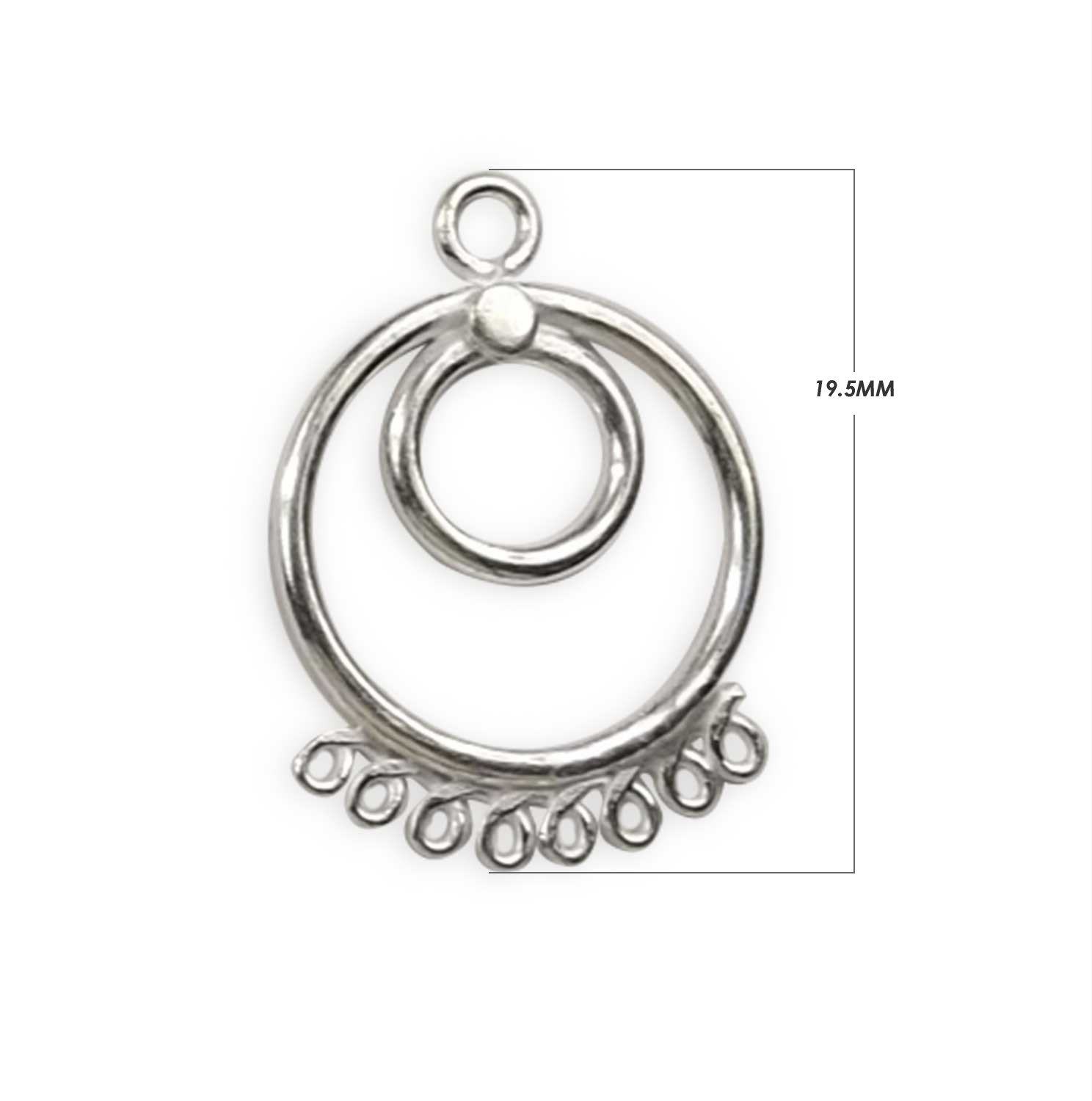 Silver Overlay Double Circle Earwire Wholesale handcrafted in India with polished multi-loop circular design
