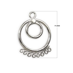 Silver Overlay Double Circle Earwire Wholesale handcrafted in India with polished multi-loop circular design