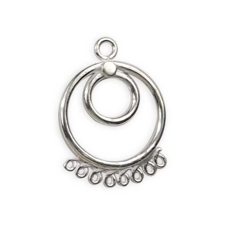 Silver Overlay Double Circle Earwire Wholesale handcrafted in India with polished multi-loop circular design
