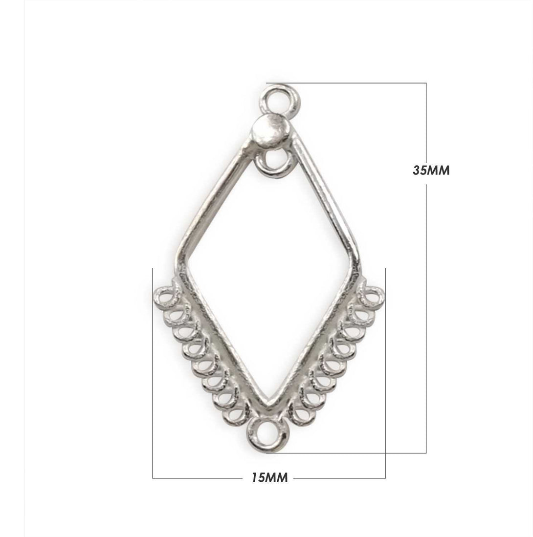 FSF-177 Silver Overlay Chandelier Earring Finding Rhombus Shape Beads Bali Designs Inc 