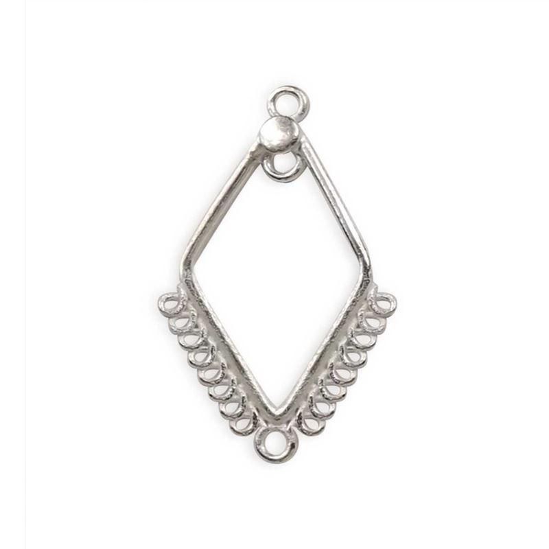 FSF-177 Silver Overlay Chandelier Earring Finding Rhombus Shape Beads Bali Designs Inc 