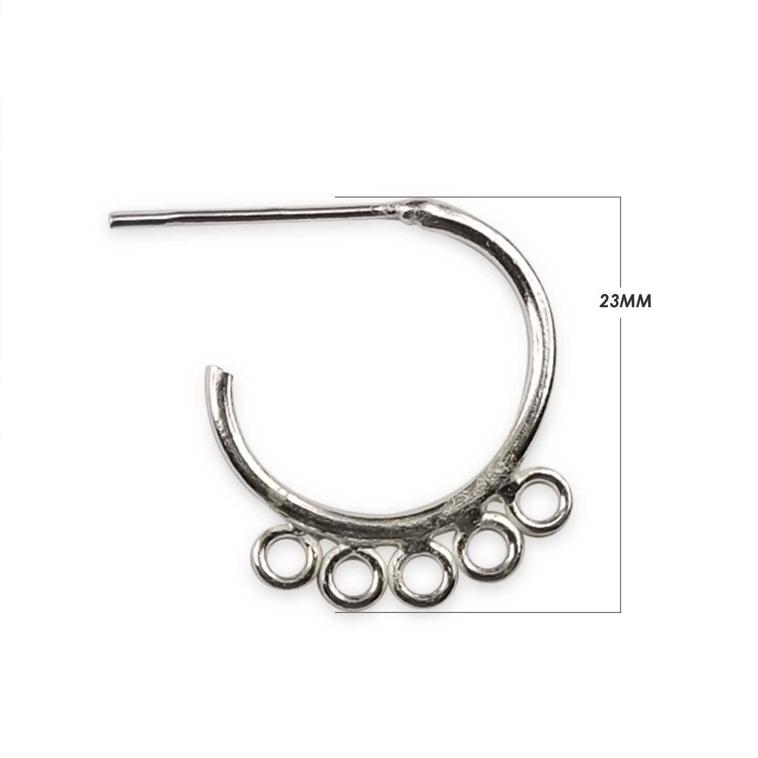 Silver Overlay Half Hoop Earwire With Multi Loop Wholesale handcrafted in India with polished silver finish