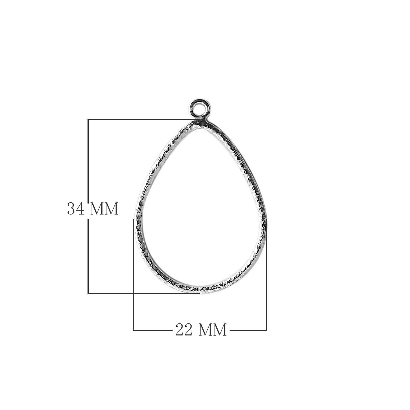 Silver Overlay Teardrop Hoop Earwire Connector Wholesale handcrafted in India with textured silver overlay finish