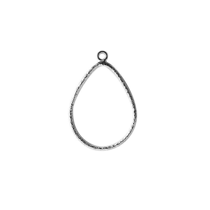 Silver Overlay Teardrop Hoop Earwire Connector Wholesale handcrafted in India with textured silver overlay finish