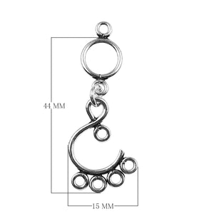 Silver Overlay Spiral Drop Earwire Connector Wholesale handcrafted in India with polished silver overlay finish