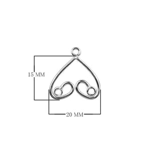 Silver Overlay Double Heart Earwire Connector Wholesale handcrafted in India with polished silver overlay finish