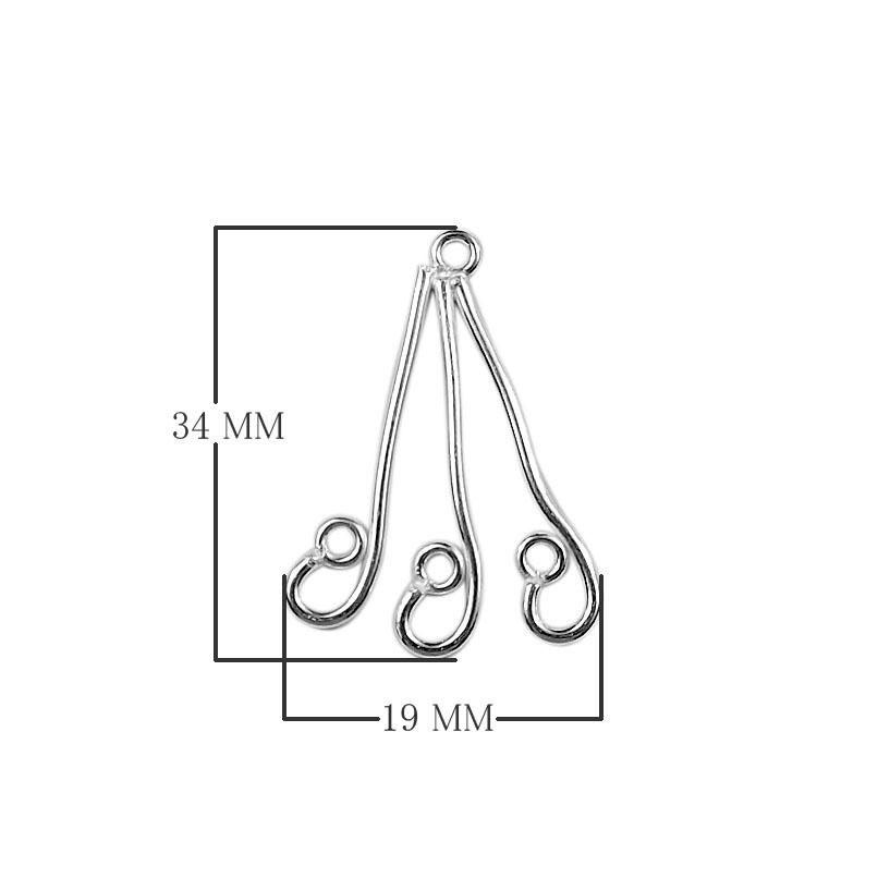 Silver Overlay Triple Drop Earwire Connector Wholesale handcrafted in India with polished silver overlay finish