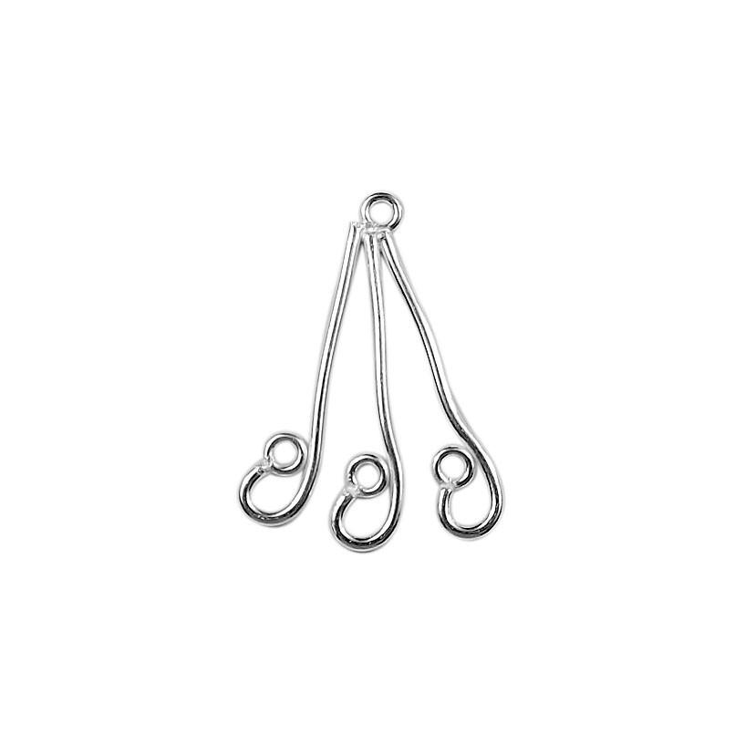 Silver Overlay Triple Drop Earwire Connector Wholesale handcrafted in India with polished silver overlay finish
