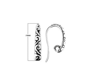 Silver Overlay Swirl Pattern Earwire Wholesale handcrafted in India with polished silver overlay finish