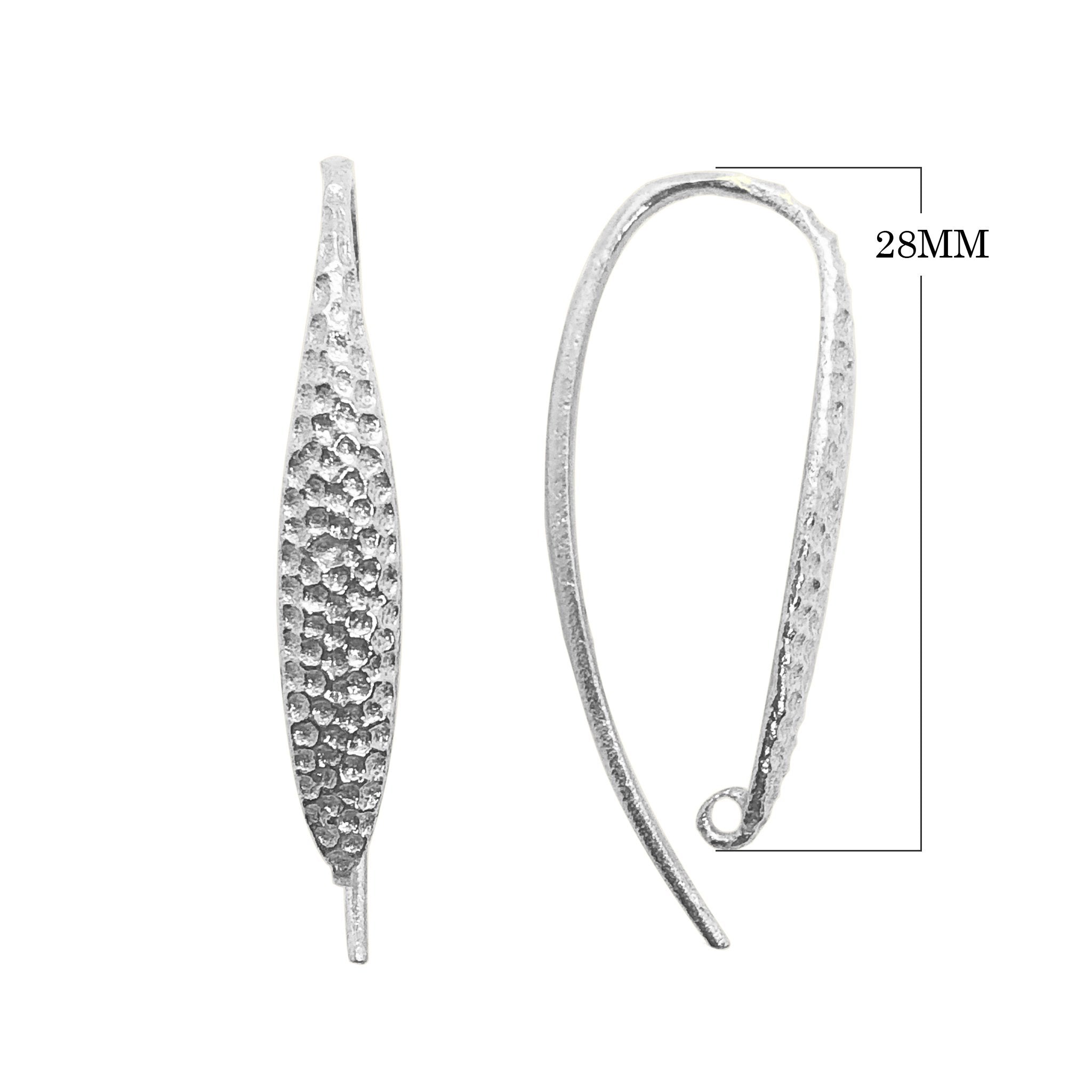 Silver Overlay Textured Long Earwire Wholesale handcrafted in India with polished silver overlay finish