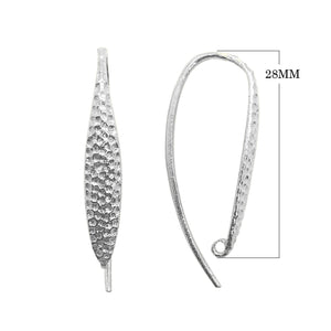 Silver Overlay Textured Long Earwire Wholesale handcrafted in India with polished silver overlay finish