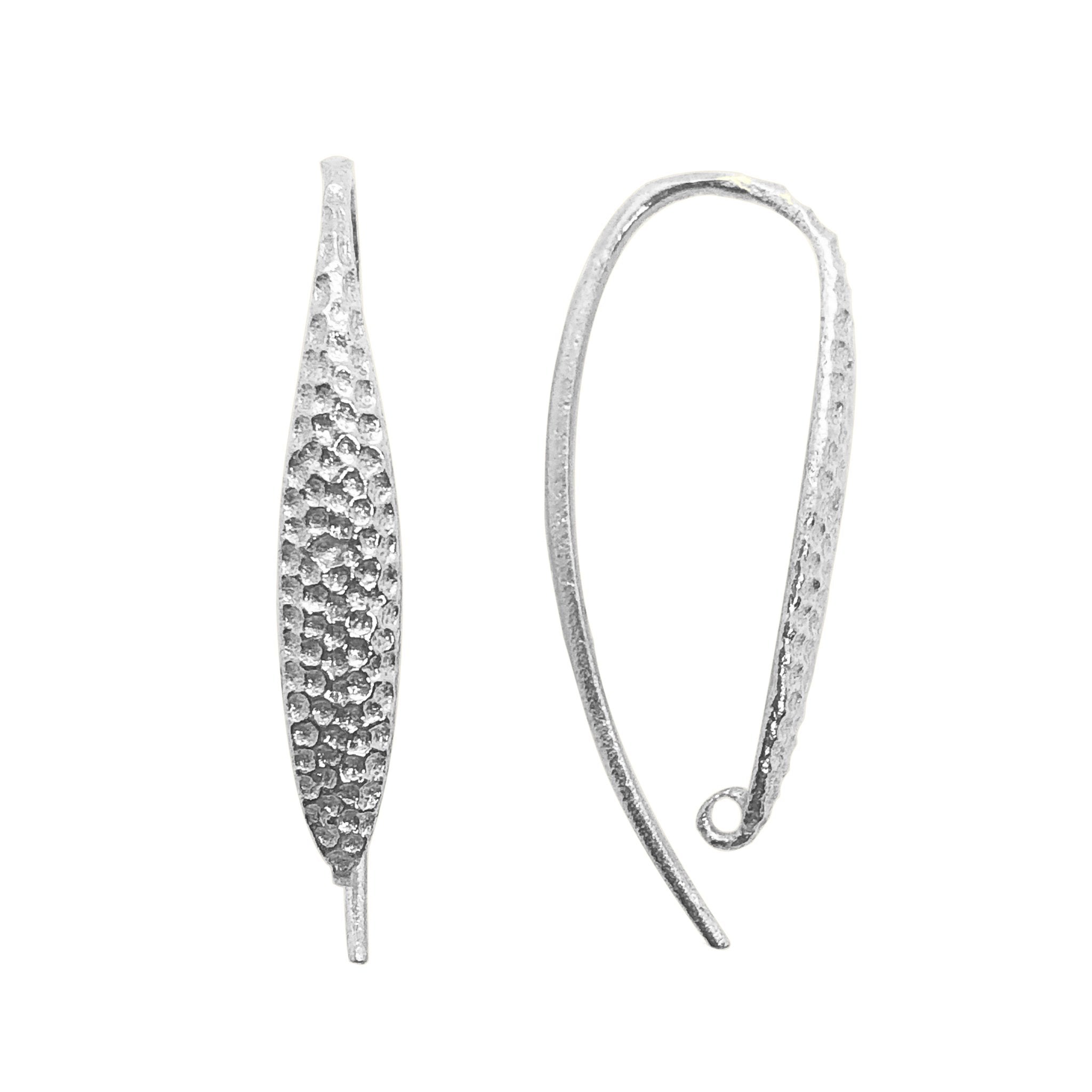 Silver Overlay Textured Long Earwire Wholesale handcrafted in India with polished silver overlay finish