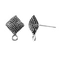 Silver Overlay Square Textured Stud Earwire Wholesale handcrafted in India with polished silver overlay finish