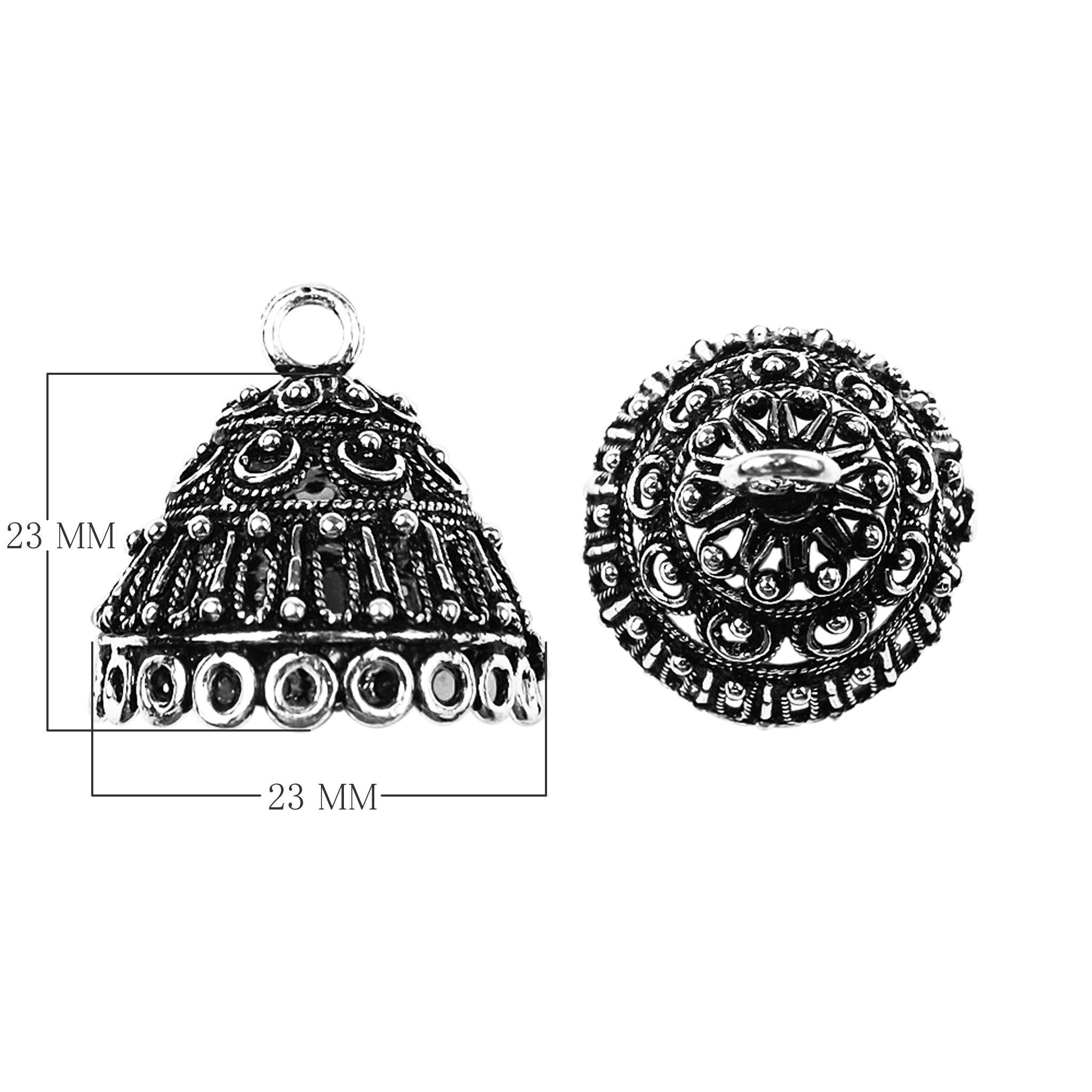 Silver Overlay Dome Jhumka Bead Cap Wholesale handcrafted in India with polished silver overlay finish