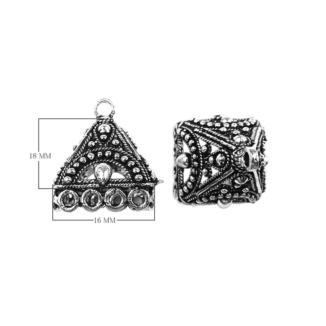 FSF-209 Silver Overlay Chandelier Earring Finding Triangle Shape Beads Bali Designs Inc 