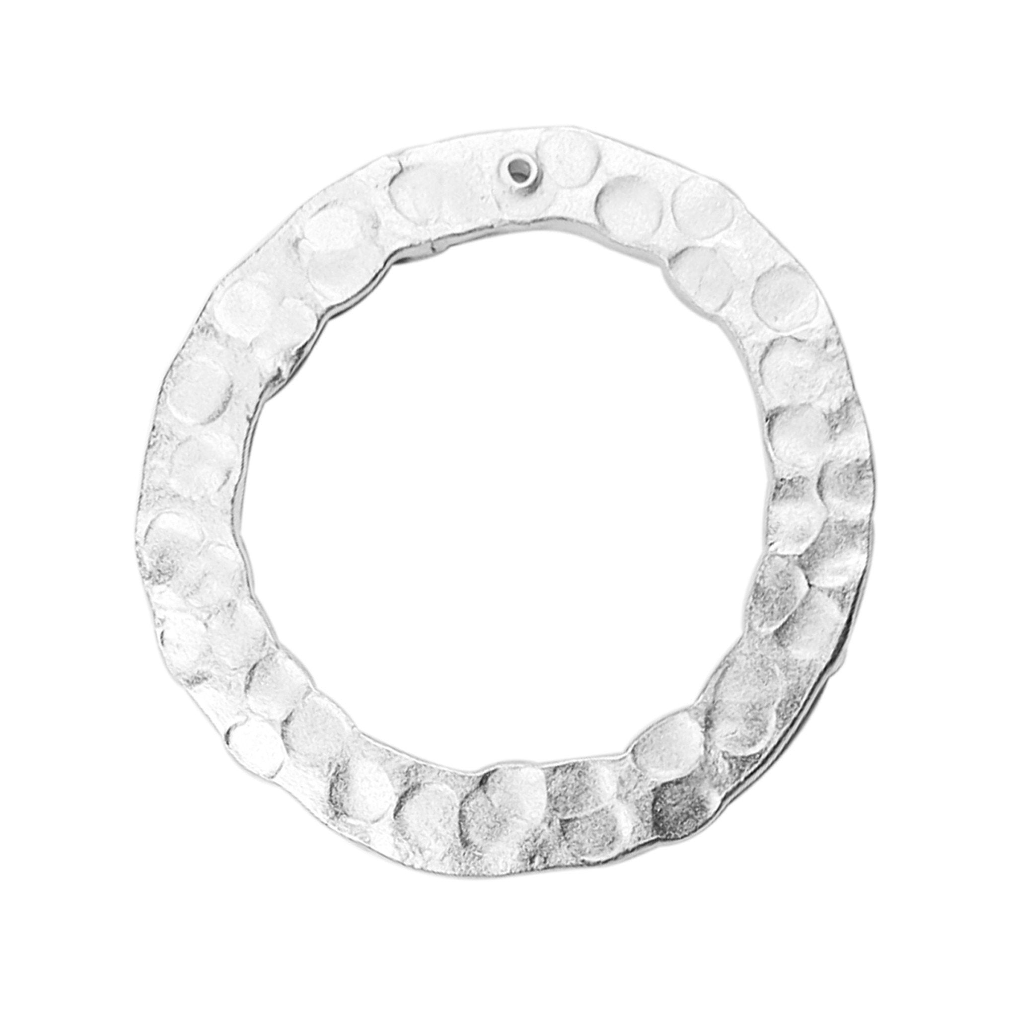 Silver Overlay Textured Round Connector Wholesale handcrafted in India with hammered and polished silver overlay finish