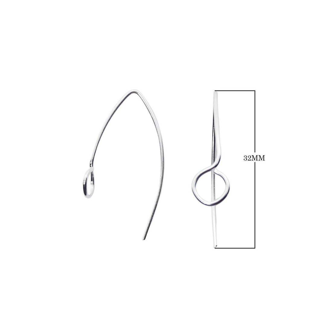 Silver overlay long arch loop earwire with polished finish handcrafted in India