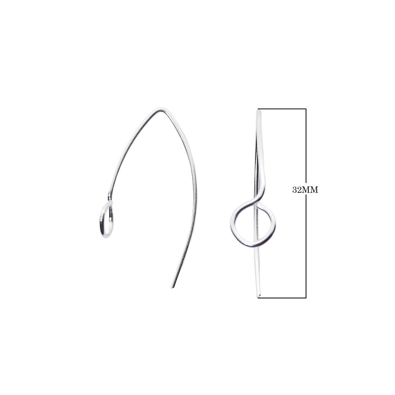 Silver overlay long arch loop earwire with polished finish handcrafted in India