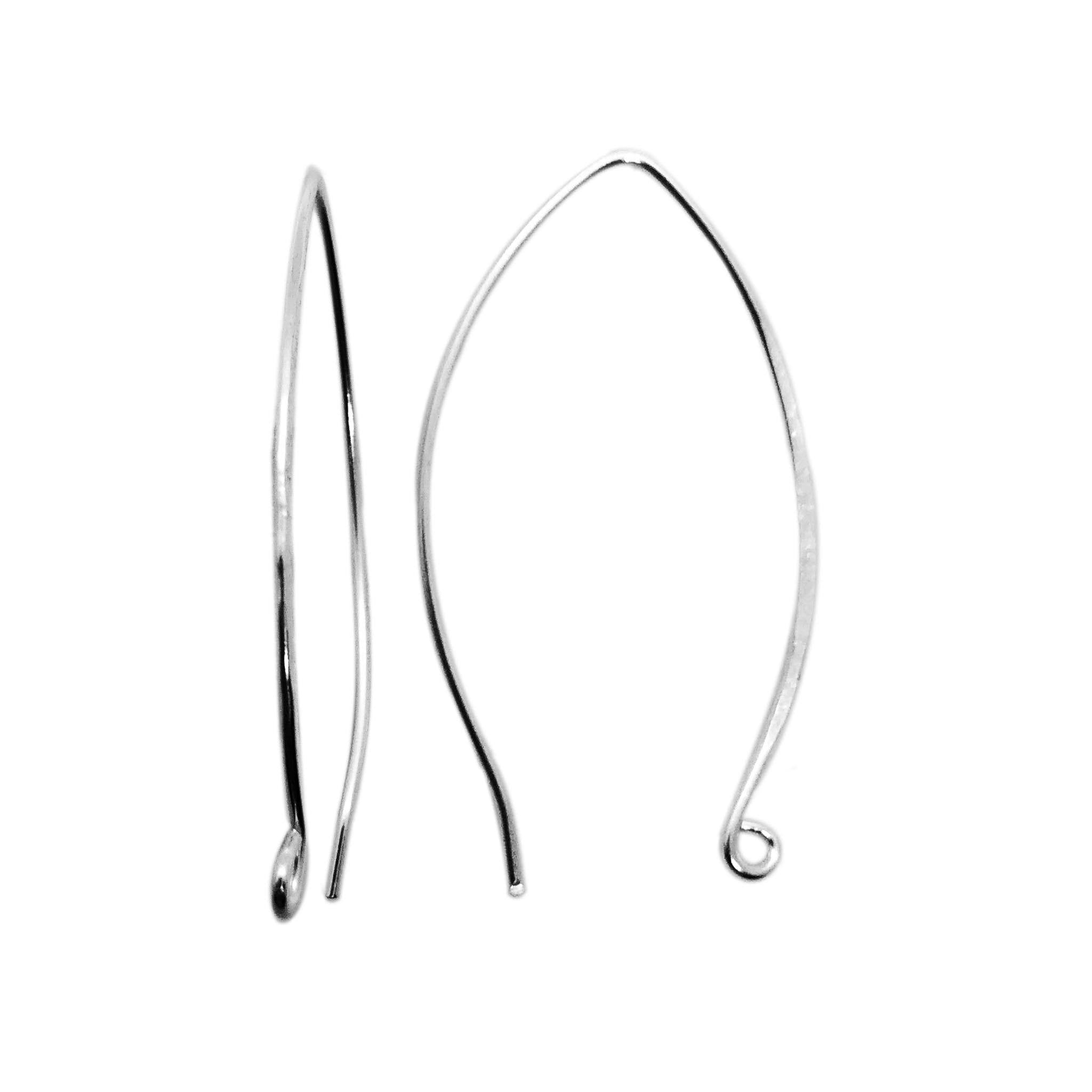 Silver overlay long marquise loop earwire with polished finish handcrafted in India
