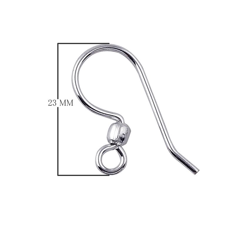 FSS-104 Sterling Silver Earwire The Simple Style Fish Hook With Inside Loop And One Ball Beads Bali Designs Inc 