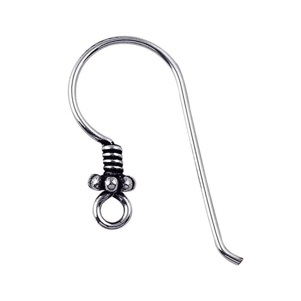 FSS-108 Sterling Silver Simple Style Fish Hook Earwire With Inside Loop & Daisy Fiower Bead Beads Bali Designs Inc 