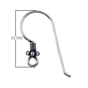 Sterling Silver Bali Beaded Coil Earwire For Jewelry Findings