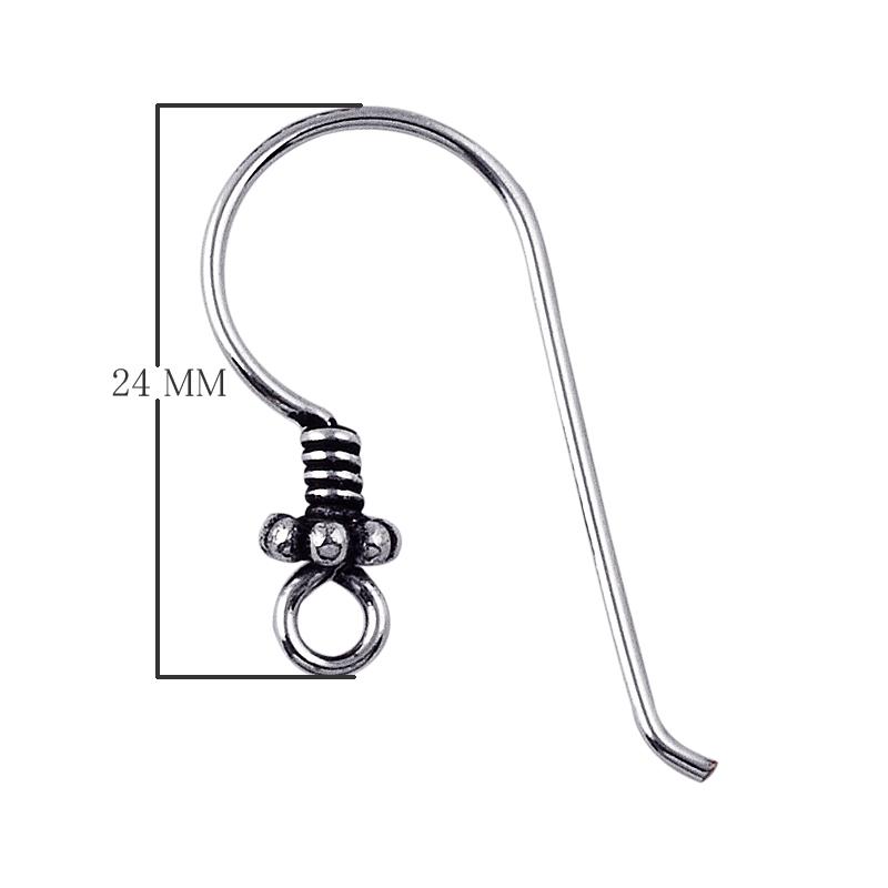 Sterling Silver Bali Beaded Coil Earwire For Jewelry Findings