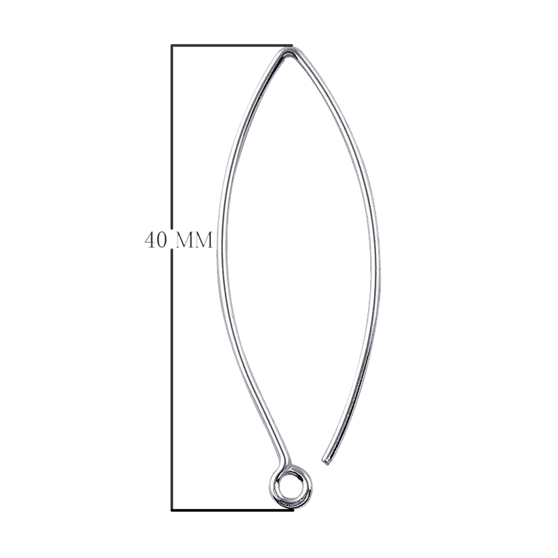 FSS-109-40MM Sterling Silver 20 Gauge Marquise Shape Elegant Clean Wire Simply The Best Stylish Earwire Beads Bali Designs Inc 